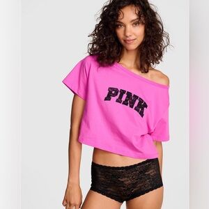 VS PINK Cotton Slouchy Tee & Panty Set NWT XL